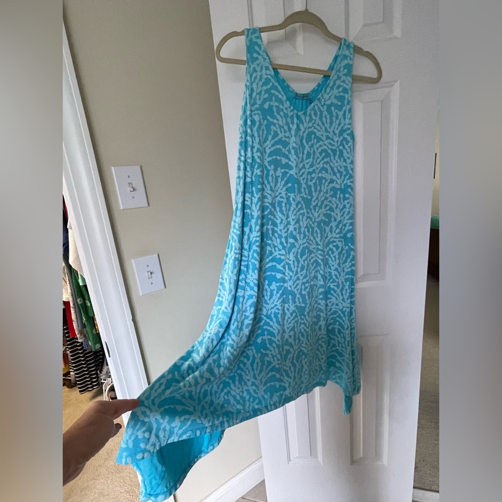 Fresh Produce Turquoise and White Patterned dress